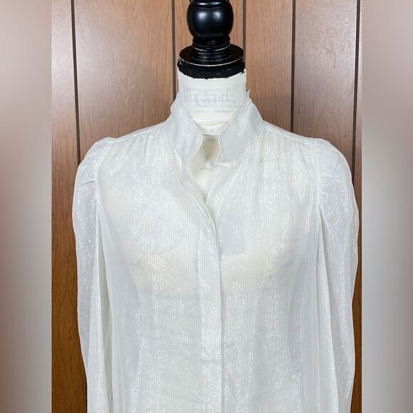 Frame Silk-Blend Long-Sleeve Blouse size M - Picture 9 of 14